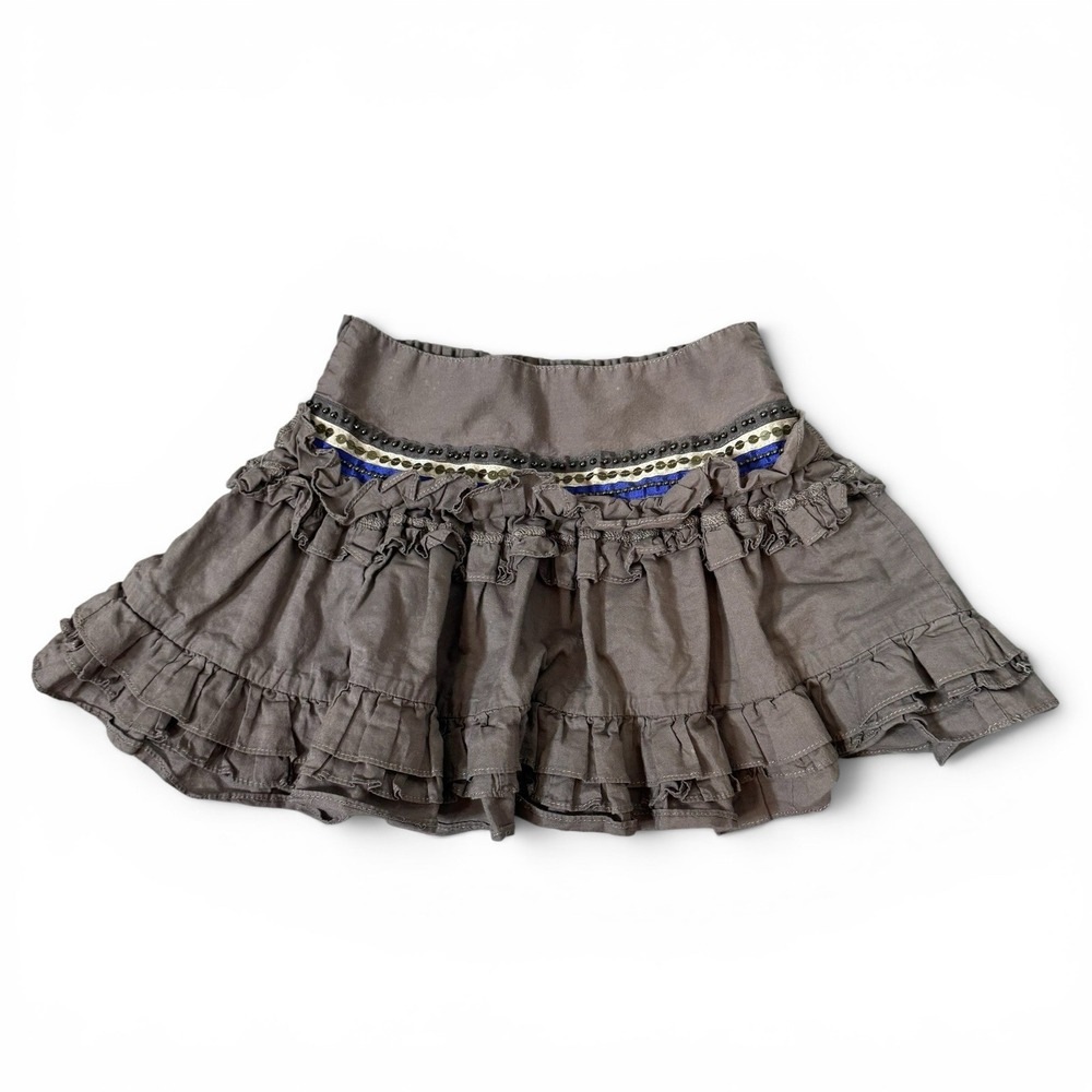 Lili Gaufrette Girls Tiered Mini Skirt Size 4 Years Smocked Beaded Sequins Y2K